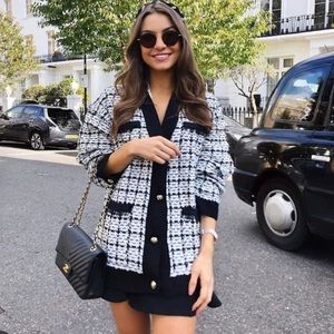 Zara Monochrome Button-Up Cardigan
